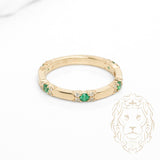 Bague - Or 10K jaune émeraudes & diamants naturels 0.08TCW - RIGD584