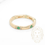 Bague - Or 10K jaune émeraudes & diamants naturels 0.08TCW - RIGD584