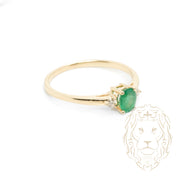 Bague - Or 10K jaune émeraude & diamants naturels 0.08TCW - RIGD585