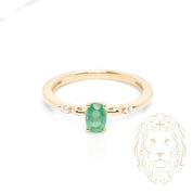 Bague - Or 10K jaune émeraude ovale & diamants naturels 0.08TCW - RIGD586