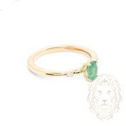 Bague - Or 10K jaune émeraude ovale & diamants naturels 0.08TCW - RIGD586