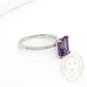 Bague - Or 10K blanc améthyste & diamants naturels 0.15TCW - RIGD588