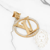 Pendant - 10K two-tone yellow & white LV gold diamond cut & pavé lab 2.00CT - PEGL034