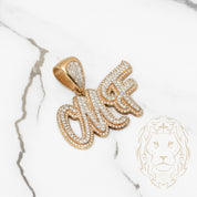 Pendant - 10K two-tone yellow & white gold "MF" paved with lab 2.50CT diamonds - PEGL035