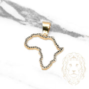 Pendant - 10K gold two-tone yellow & white African outline set with 1.00CT natural black diamonds - PEGD023