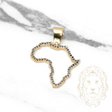 Pendant - 10K gold two-tone yellow & white African outline set with 1.00CT natural black diamonds - PEGD023