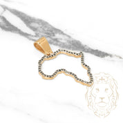 Pendant - 10K gold two-tone yellow & white African outline set with 1.00CT natural black diamonds - PEGD023