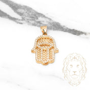 Pendant - 10K Yellow Gold Hamsa hand set with 1.00CT natural diamonds - PEGD024
