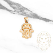 Pendant - 10K Yellow Gold Hamsa hand set with natural diamonds 0.85CT - PEGD025