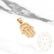 Pendant - 10K Yellow Gold Hamsa hand set with natural diamonds 0.85CT - PEGD025