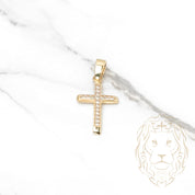 Pendant - 10K Yellow Gold Cross with cz pavement - PEG589