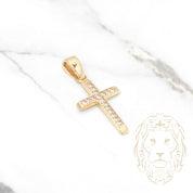 Pendant - 10K Yellow Gold Cross with cz pavement - PEG589