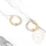 Hoops - Or 10K deux tons jaune & blanc moitié-moitié coupe diamant 15mm - BOG670