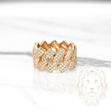 Bague - Or 10K jaune maillons cuban link pavé de diamants lab 3.00CT VS - RIGL002