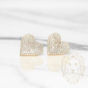 Studs - Or 10K deux tons jaune & blanc coeur pavé de diamants lab 1.00CT - BOGL032