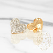 Studs - Or 10K deux tons jaune & blanc coeur pavé de diamants lab 1.00CT - BOGL032