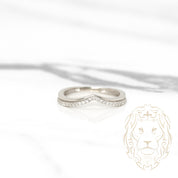 Bague - Or 10K blanc wishbone pavée de diamants naturels 0.05CT - RIGD245