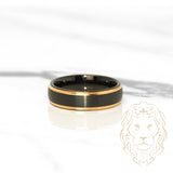 Bague jonc - Tungstène noire & dorée finition satinée - RIT002