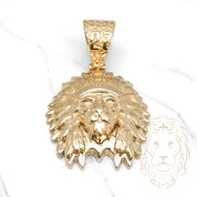 Pendant - 10K Yellow Gold lion headdress - PEG590