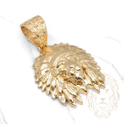 Pendant - 10K Yellow Gold lion headdress - PEG590