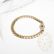 Bracelet - Or 10K jaune monaco 6.4mm & box lock pavé de cz - BRG897