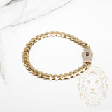 Bracelet - Or 10K jaune monaco 6.4mm & box lock pavé de cz - BRG897