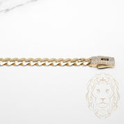 Bracelet - Or 10K jaune monaco 6.4mm & box lock pavé de cz - BRG897
