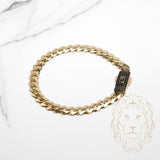 Bracelet - Or 10K jaune monaco 6.4mm & box lock pavé de pierres cz noirs - BRG898