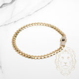 Bracelet - Or 10K jaune monaco 4.8mm & box lock pavé de cz - BRG899