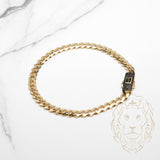 Bracelet - Or 10K jaune monaco 4.8mm & box lock pavé de pierres cz noirs - BRG900
