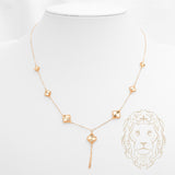 Collier - Or 18K jaune trèfles guillochés dégradés  - CHG1219