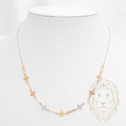 Collier - Or 18K tricolor jaune, blanc & rose fleurs microbillées - CHG1222