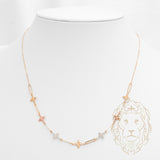 Collier - Or 18K tricolor jaune, blanc & rose fleurs microbillées - CHG1222