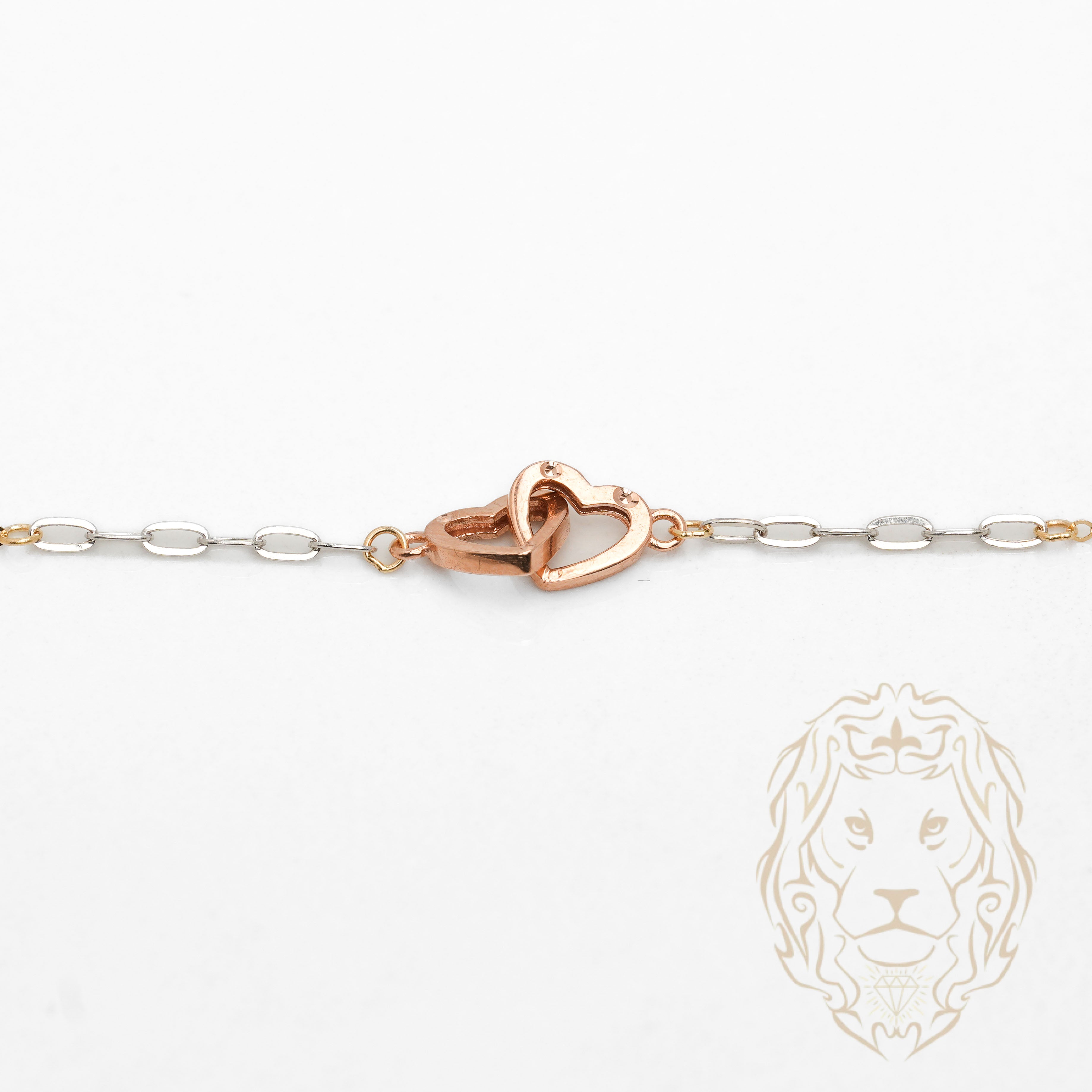 Collier - Or 18K tricolor jaune, blanc & rose cœurs entrelacés - CHG1213
