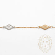 Collier - Or 18K tricolor jaune, blanc & rose motif reina - CHG1218