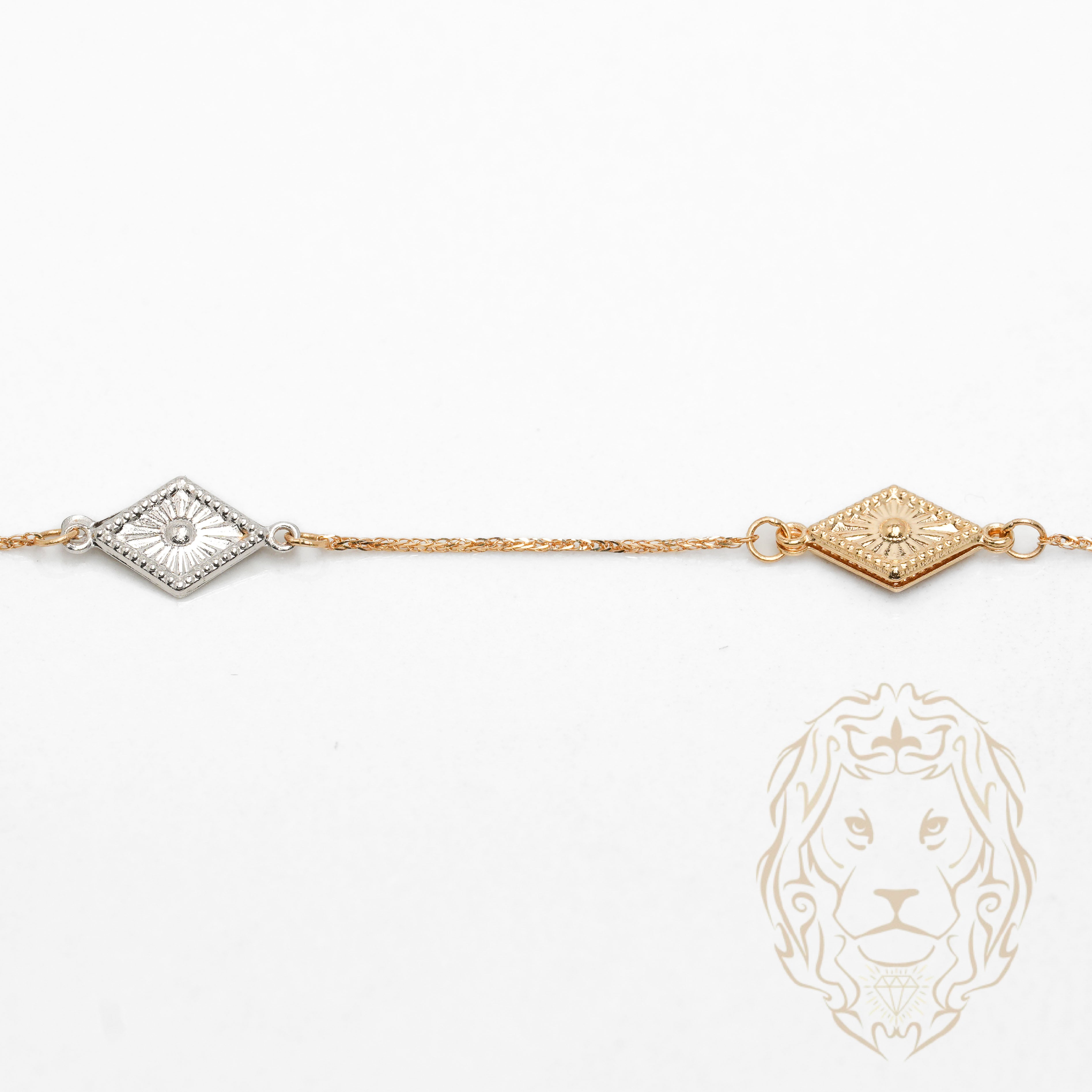 Collier - Or 18K tricolor jaune, blanc & rose motif reina - CHG1218
