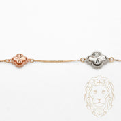 Collier - Or 18K tricolor jaune, blanc & rose trèfles guillochés dégradés - CHG1220