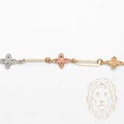 Collier - Or 18K tricolor jaune, blanc & rose fleurs microbillées - CHG1222