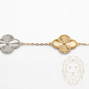 Bracelet - Or 18K tricolor jaune, blanc & rose trèfles guillochés 14mm - BRG907
