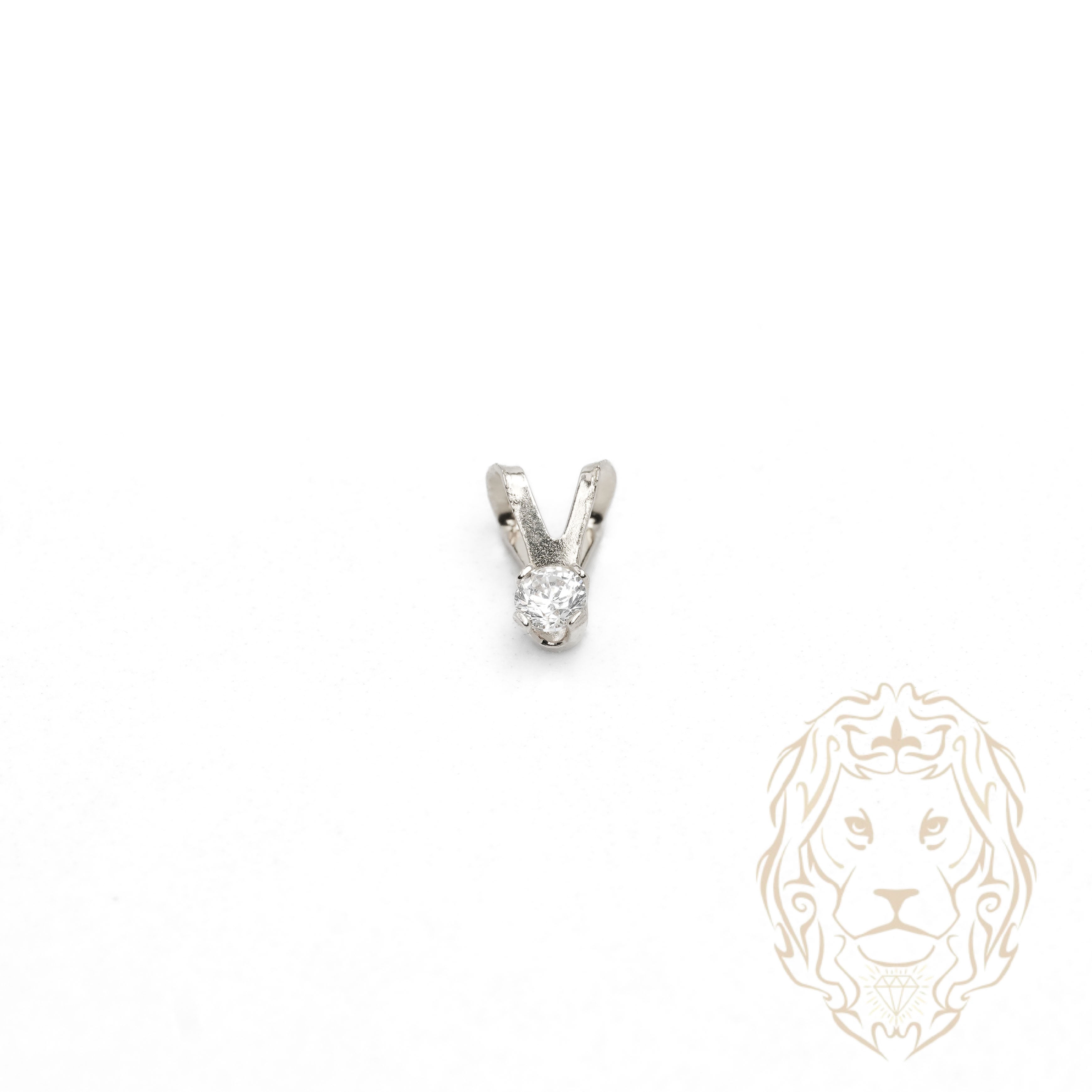 Pendentif - Or 10K blanc solitaire zircone cubique coupe rond brillant 0.05PTS / 2.5mm - PEG1189
