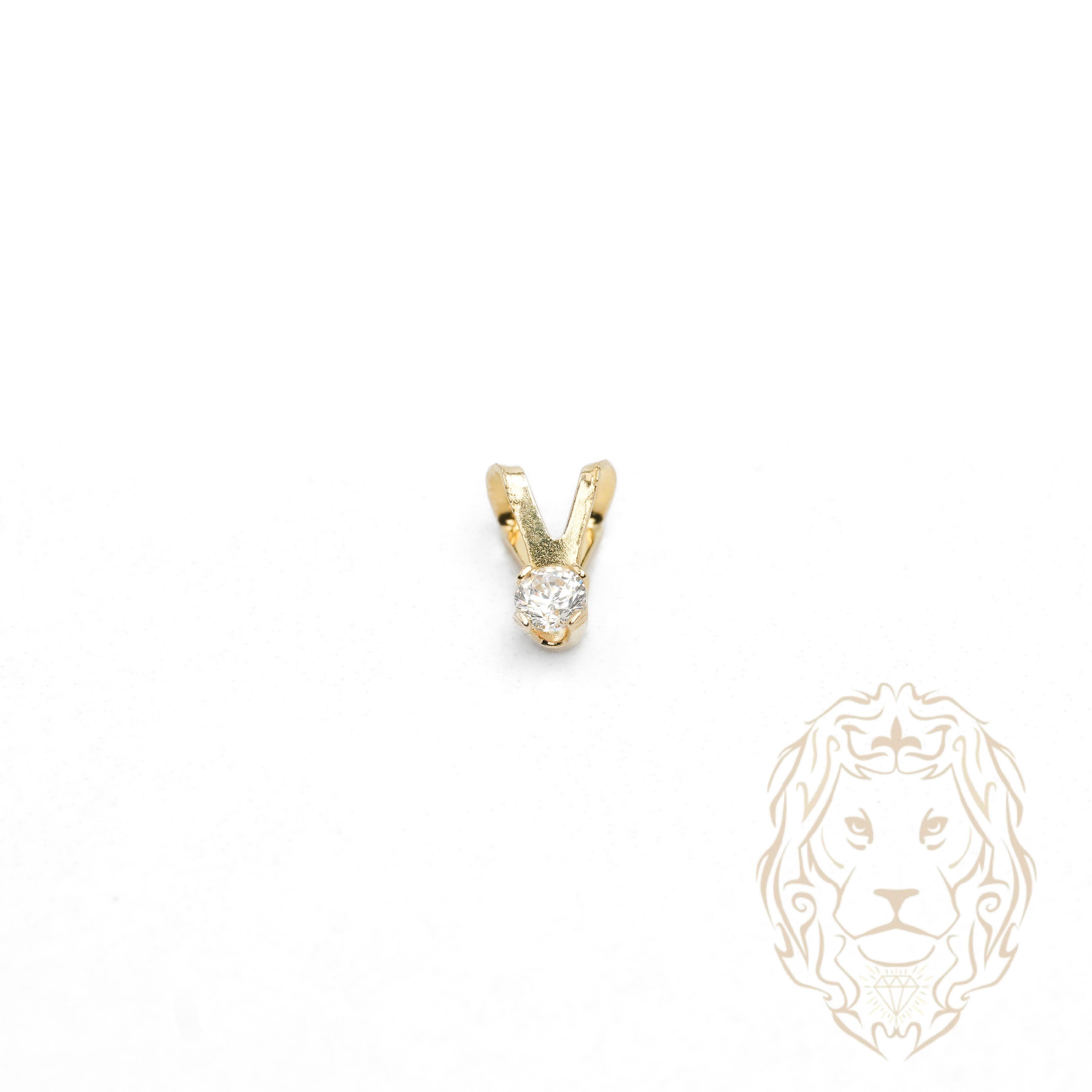 Pendentif - Or 10K jaune solitaire zircone cubique coupe rond brillant 0.05PTS / 2.5mm - PEG1181