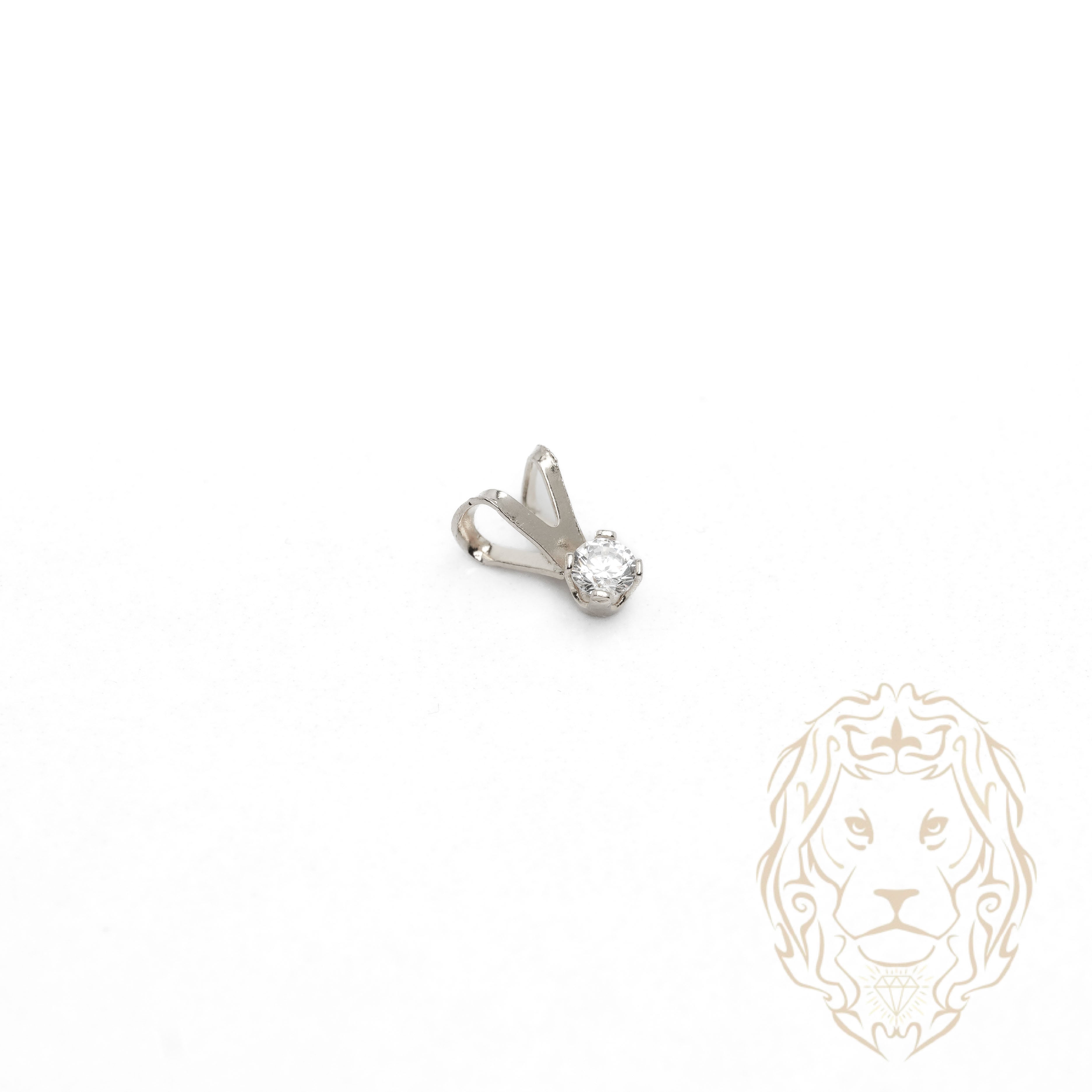 Pendentif - Or 10K blanc solitaire zircone cubique coupe rond brillant 0.05PTS / 2.5mm - PEG1189