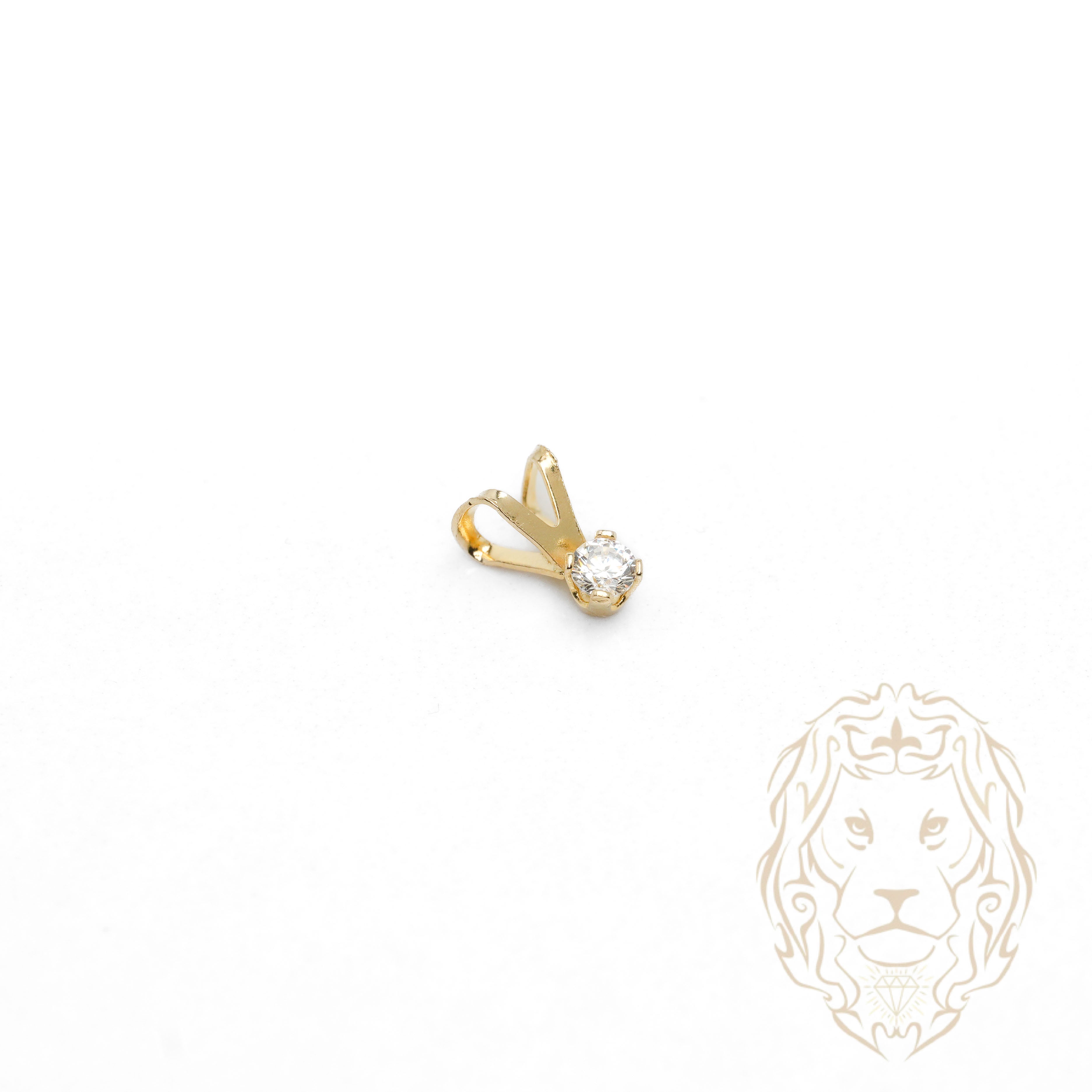 Pendentif - Or 10K jaune solitaire zircone cubique coupe rond brillant 0.05PTS / 2.5mm - PEG1181