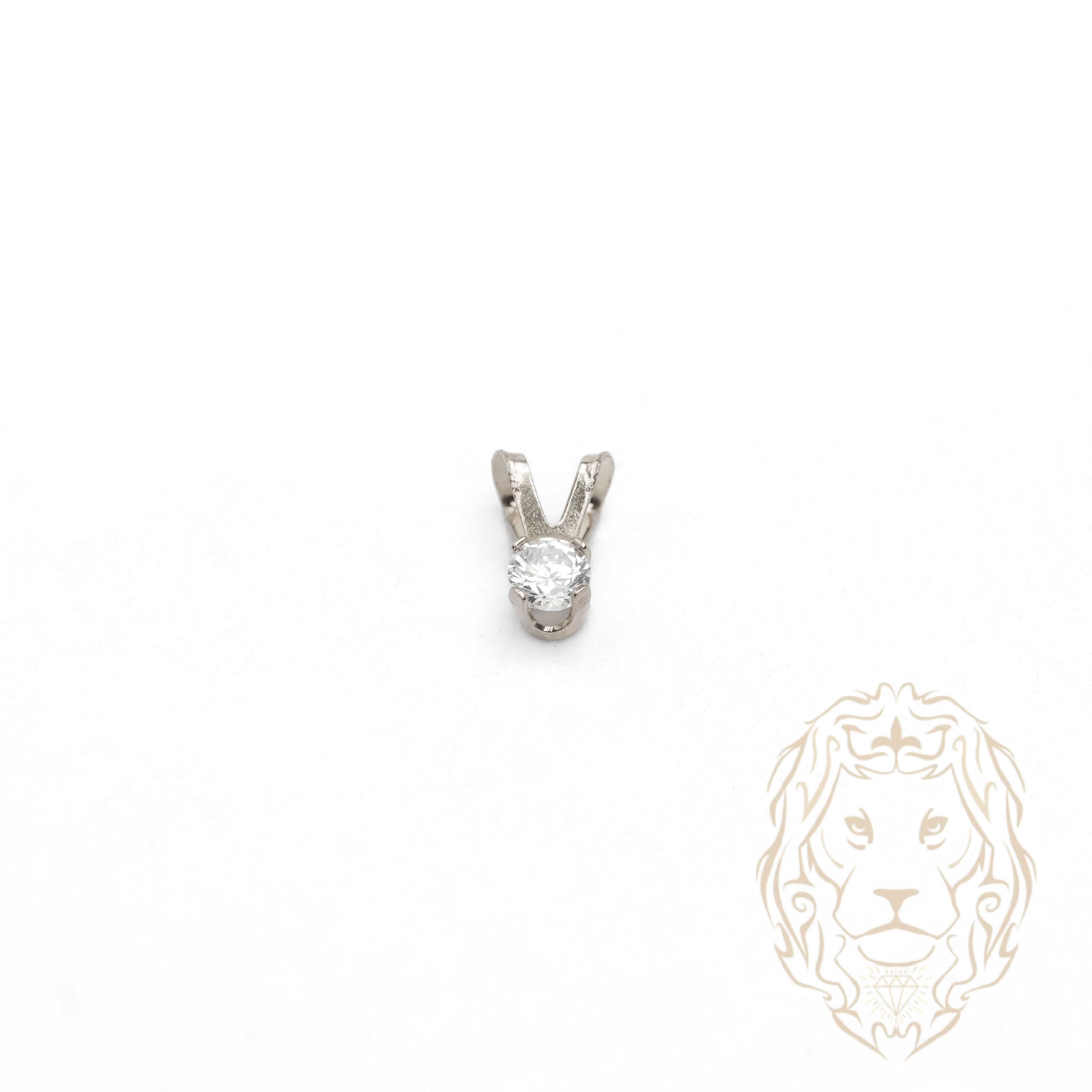 Pendentif - Or 10K blanc solitaire zircone cubique coupe rond brillant 0.10PTS / 3mm - PEG1190