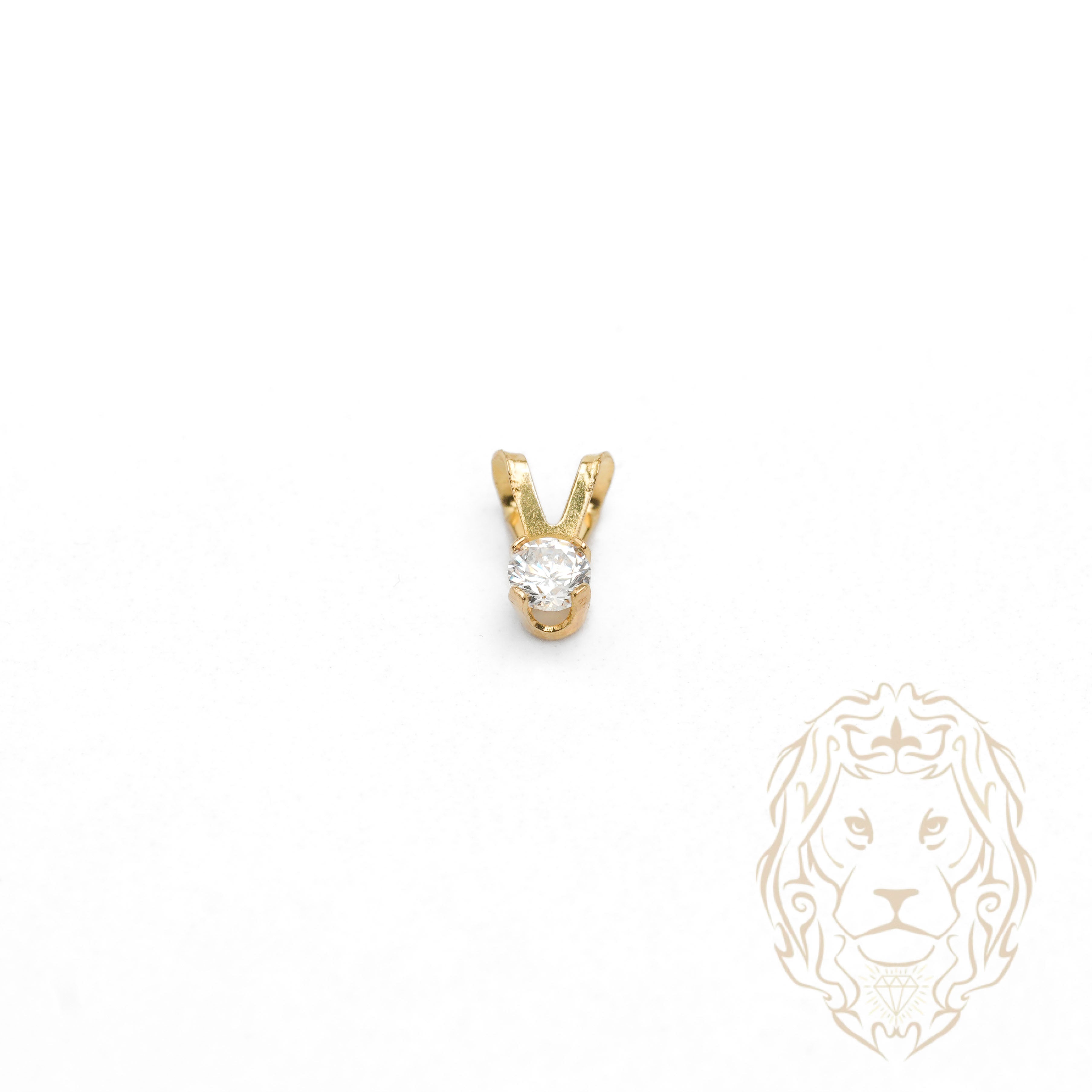 Pendentif - Or 10K jaune solitaire zircone cubique coupe rond brillant 0.10PTS / 3mm - PEG1182