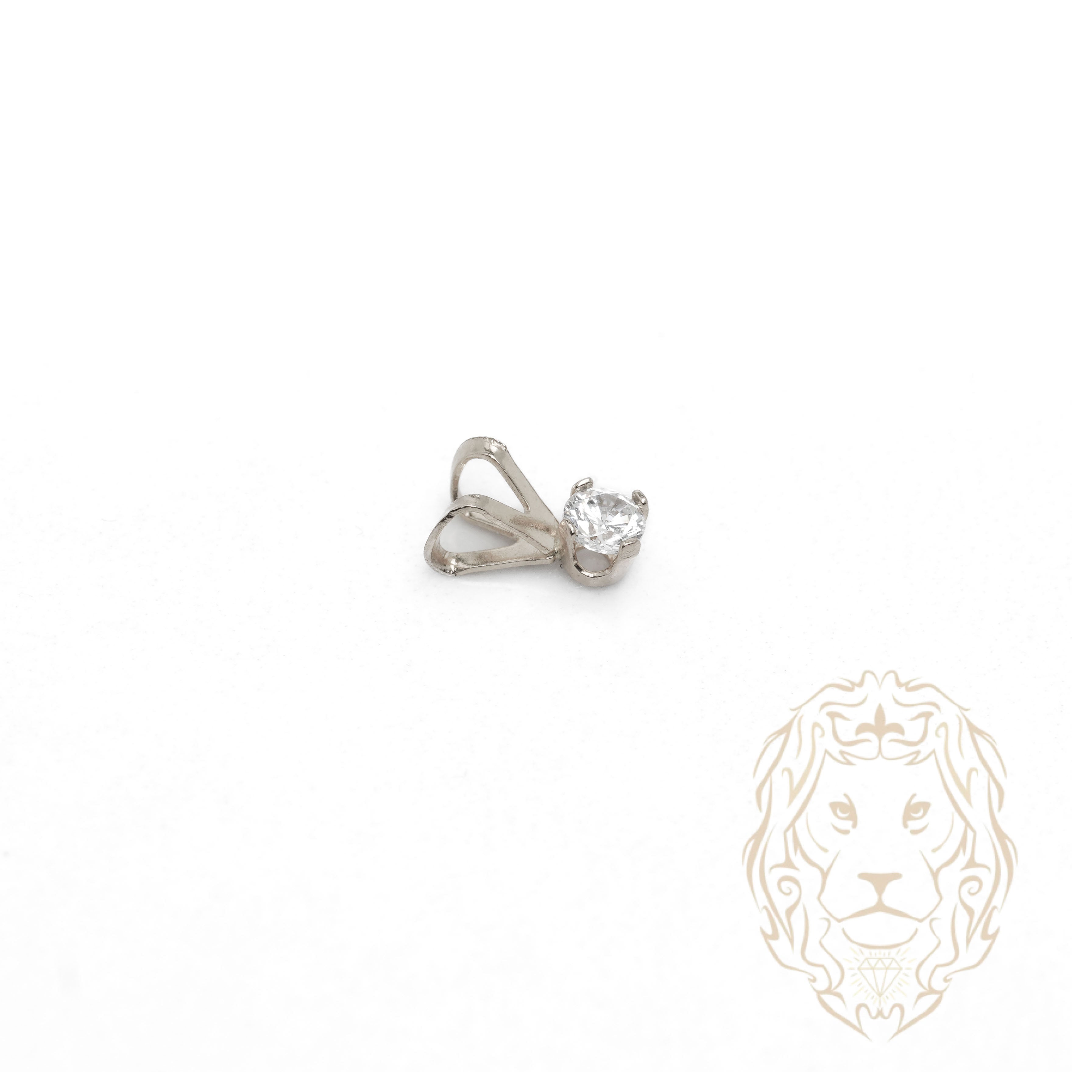 Pendentif - Or 10K blanc solitaire zircone cubique coupe rond brillant 0.10PTS / 3mm - PEG1190