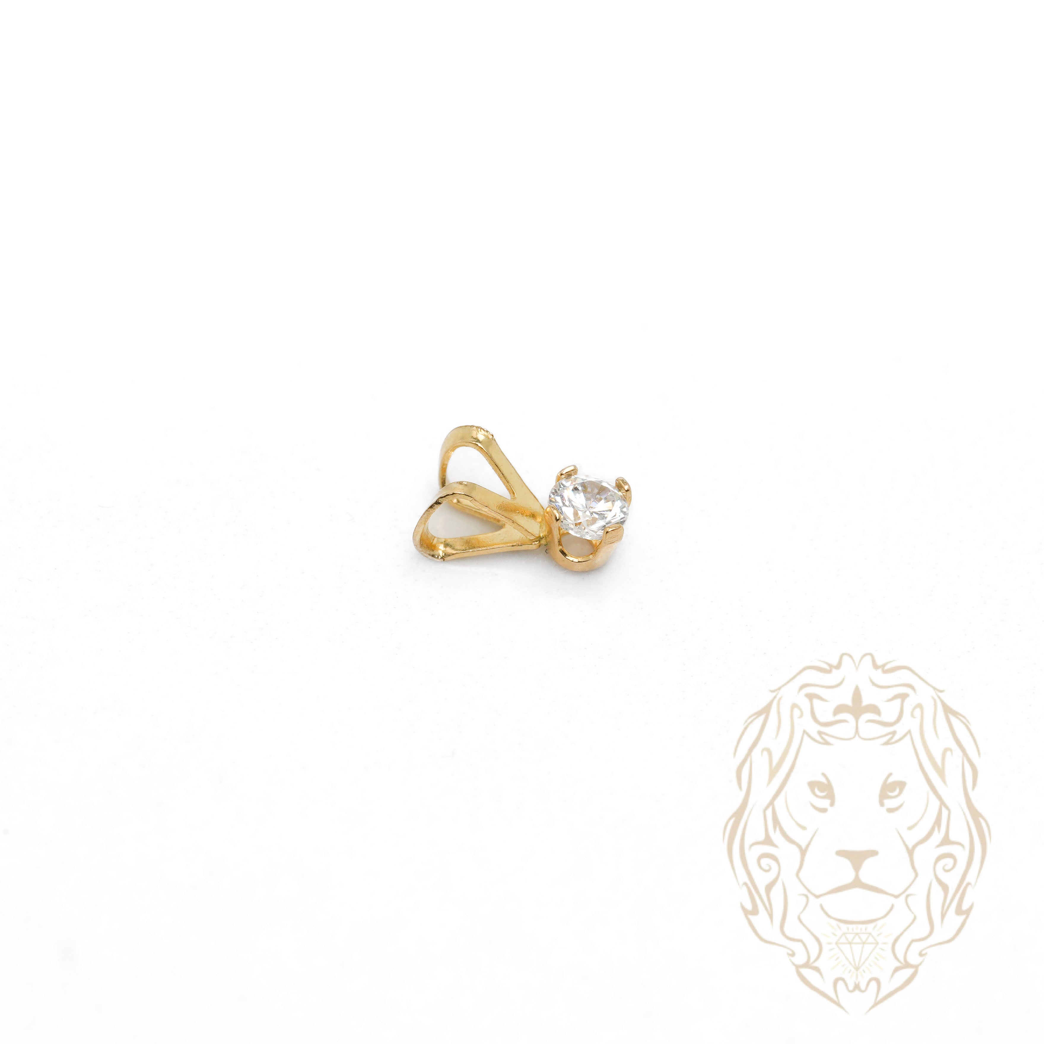 Pendentif - Or 10K jaune solitaire zircone cubique coupe rond brillant 0.10PTS / 3mm - PEG1182