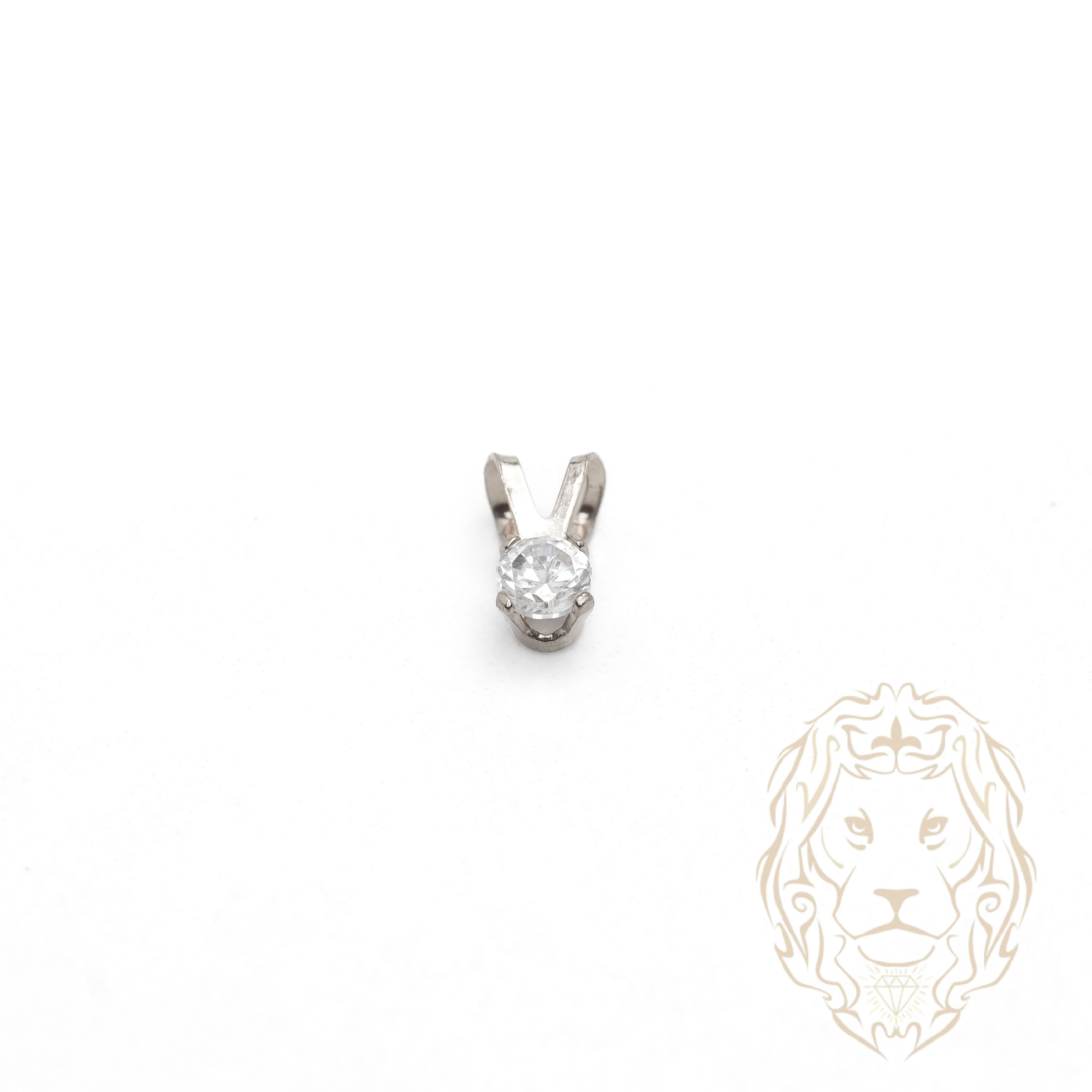Pendentif - Or 10K blanc solitaire zircone cubique coupe rond brillant 0.25PTS / 4mm - PEG1193