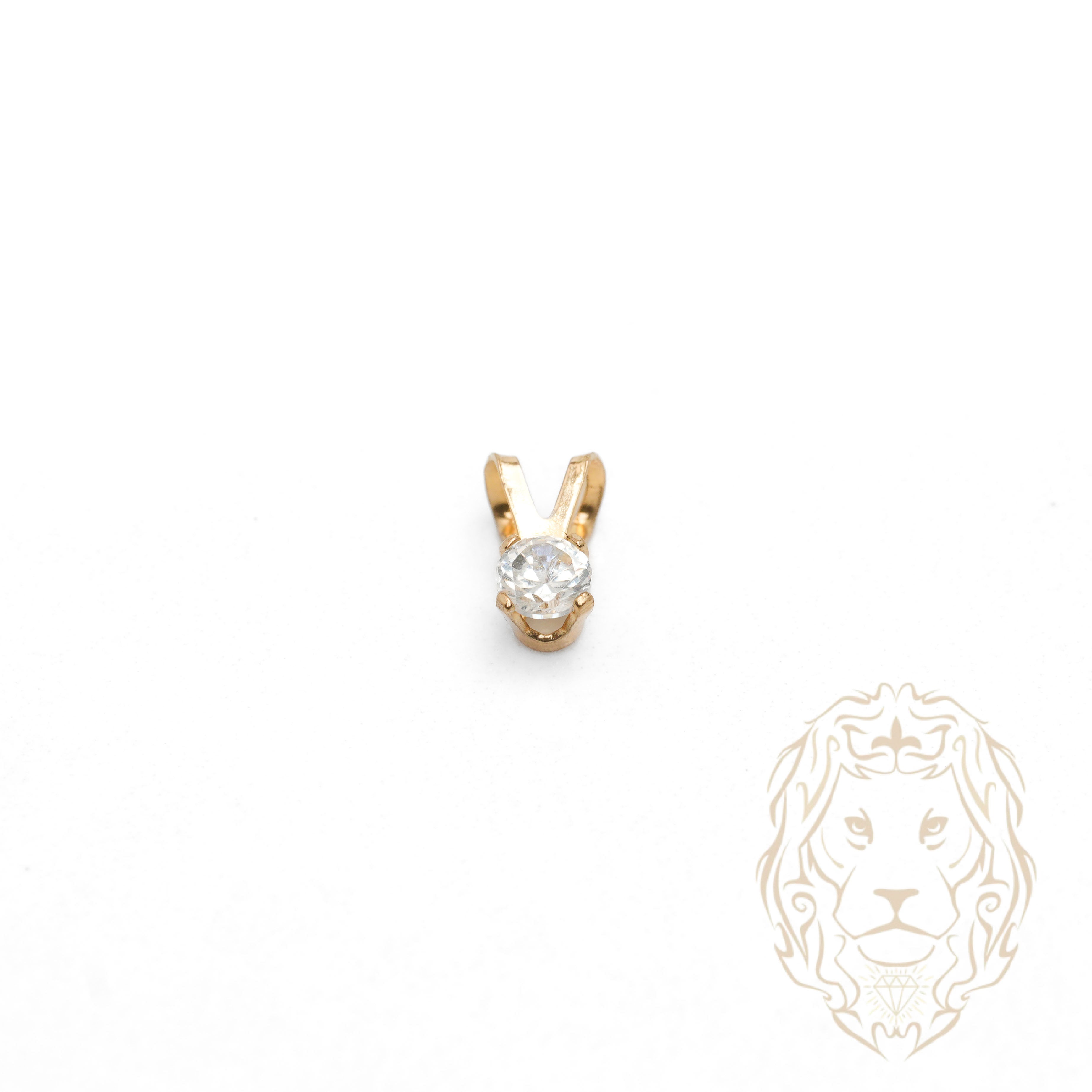 Pendentif - Or 10K jaune solitaire zircone cubique coupe rond brillant 0.25PTS / 4mm - PEG1185