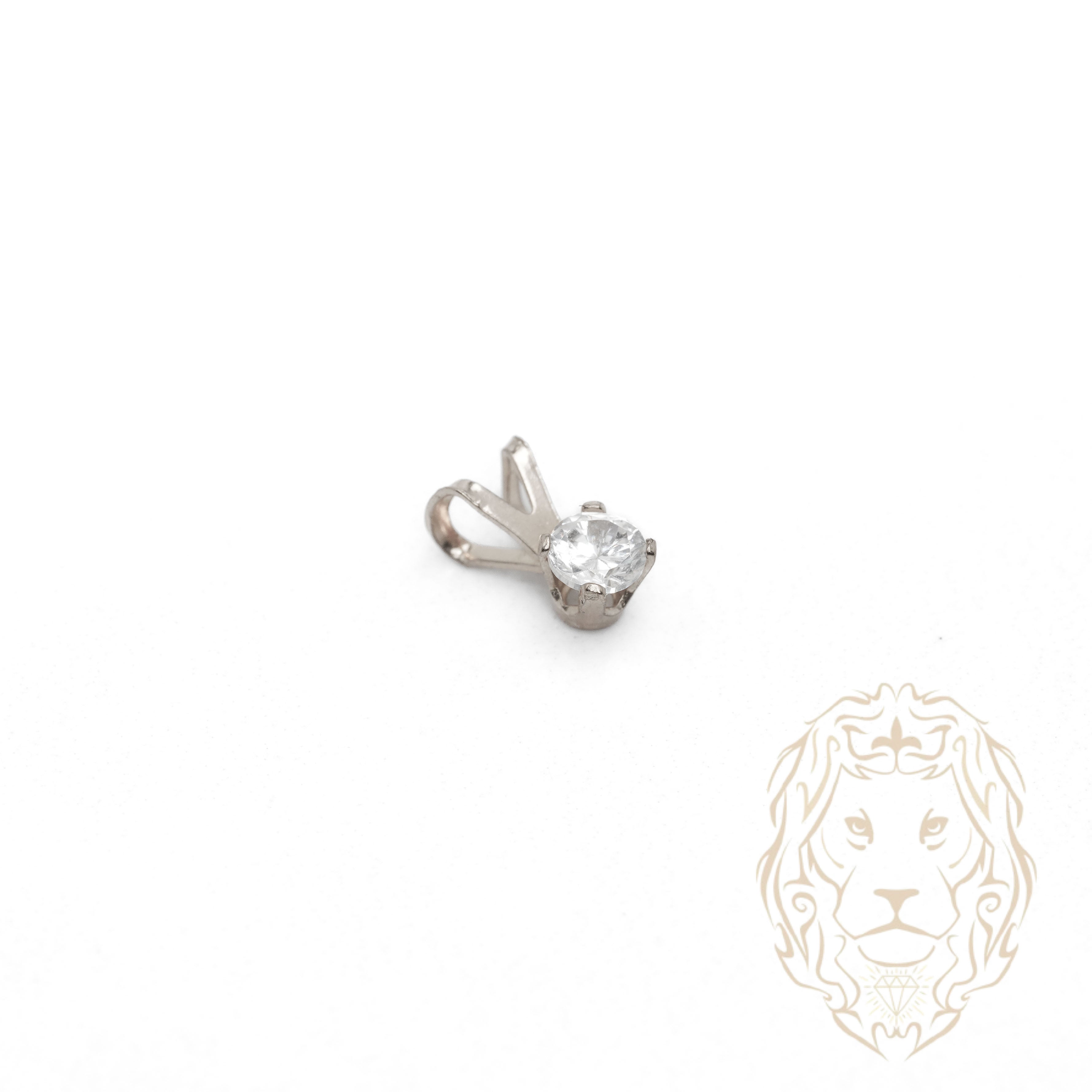 Pendentif - Or 10K blanc solitaire zircone cubique coupe rond brillant 0.25PTS / 4mm - PEG1193